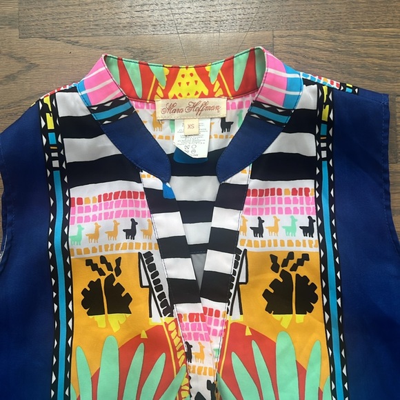 Mara Hoffman Absolutely Stunning Silk ‘Aztec Llama’ Sleeveless Dress - Picture 2 of 5